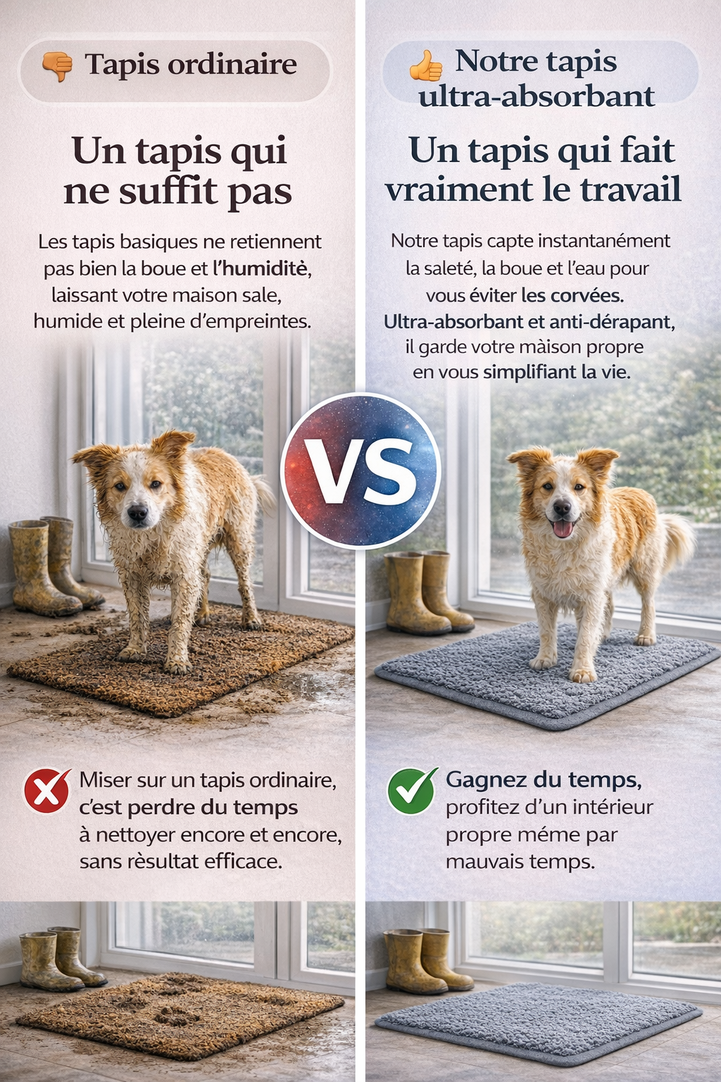 Tapis absorbant pour chien – Propreté immédiate après chaque promenade